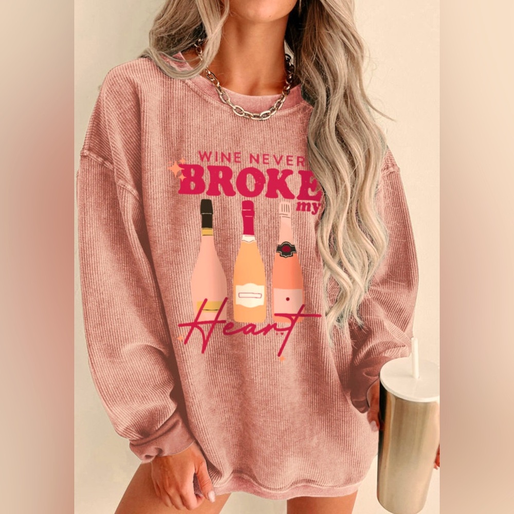 Pink Corded Oversize Sweatshirt